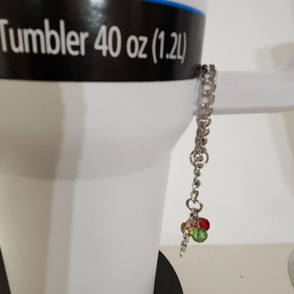 Hand Crafted Tumbler Cup Charm Christmas Wreath Stanley Cup Water Bottle Silver - Picture 4 of 10